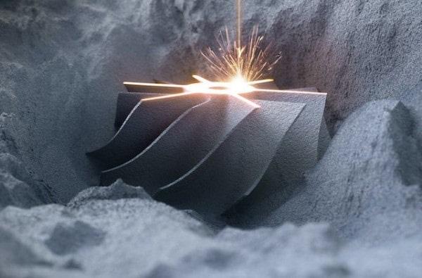 Plastic powder is sintered into shape during the 3D printing process