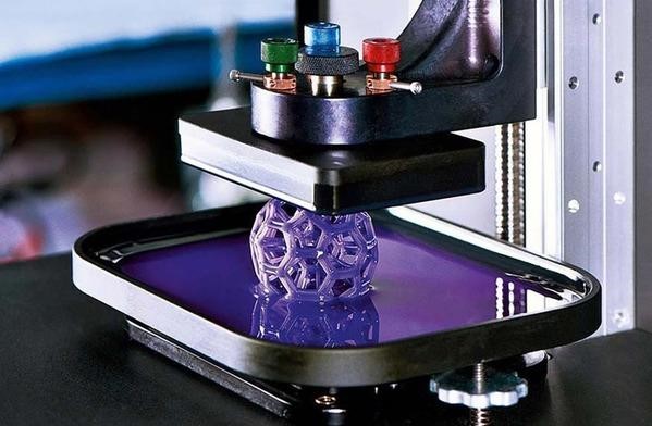The 3D resin printing process repeats layer by layer until the model is complete